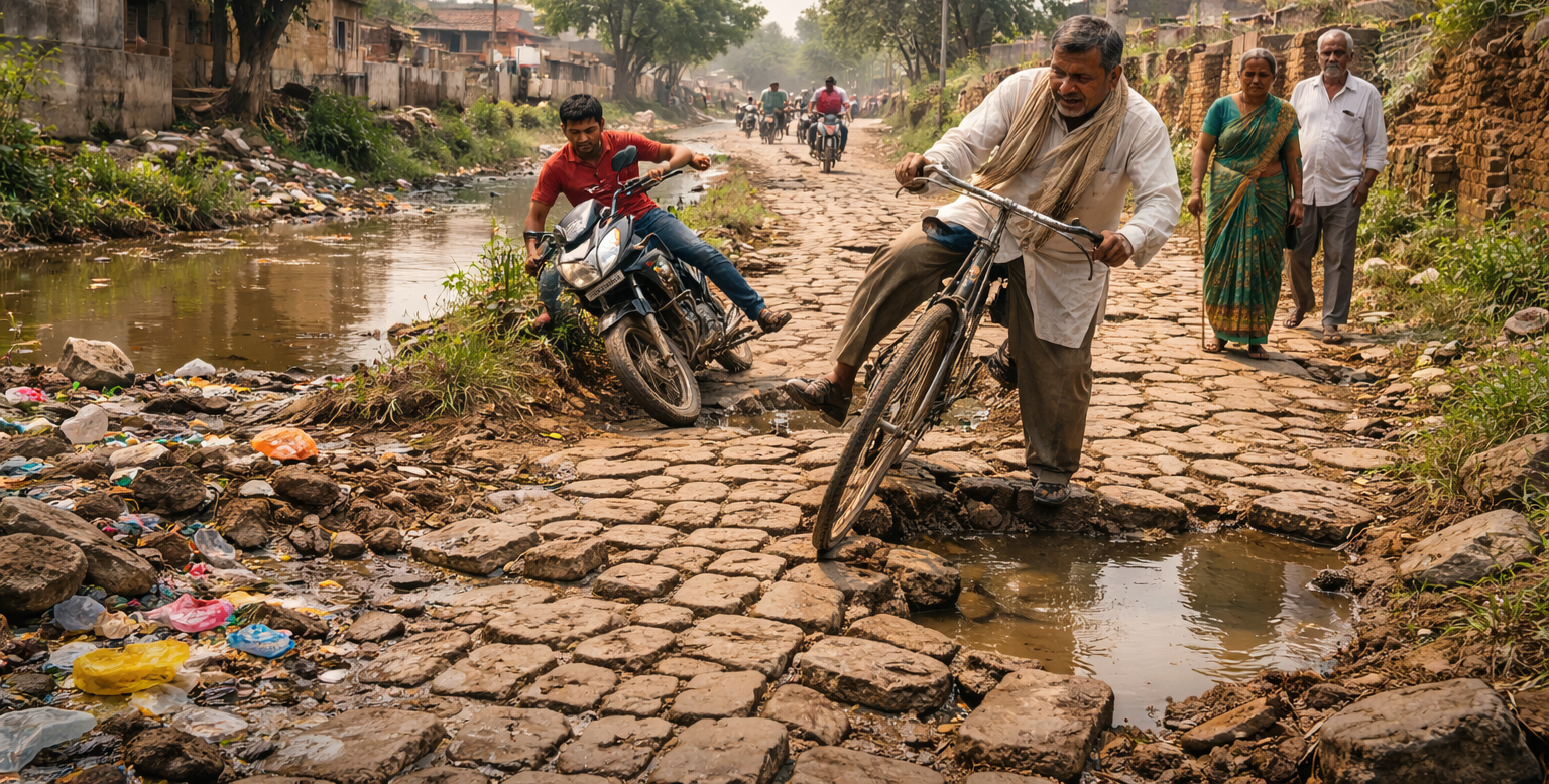 कैथवाड़ी में बदहाल खडंजा बना मुसीबत, राहगीर हो रहे घायल, प्रशासन बेखबर