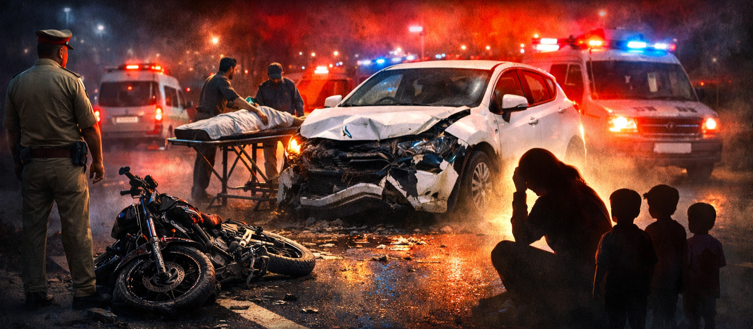 नेशनल हाईवे-58 पर कहर: तेज रफ्तार कार ने छीनी युवक की ज़िंदगीबाइक सवार की मौके पर दर्दनाक मौत, चालक समेत कार पुलिस की गिरफ्त में